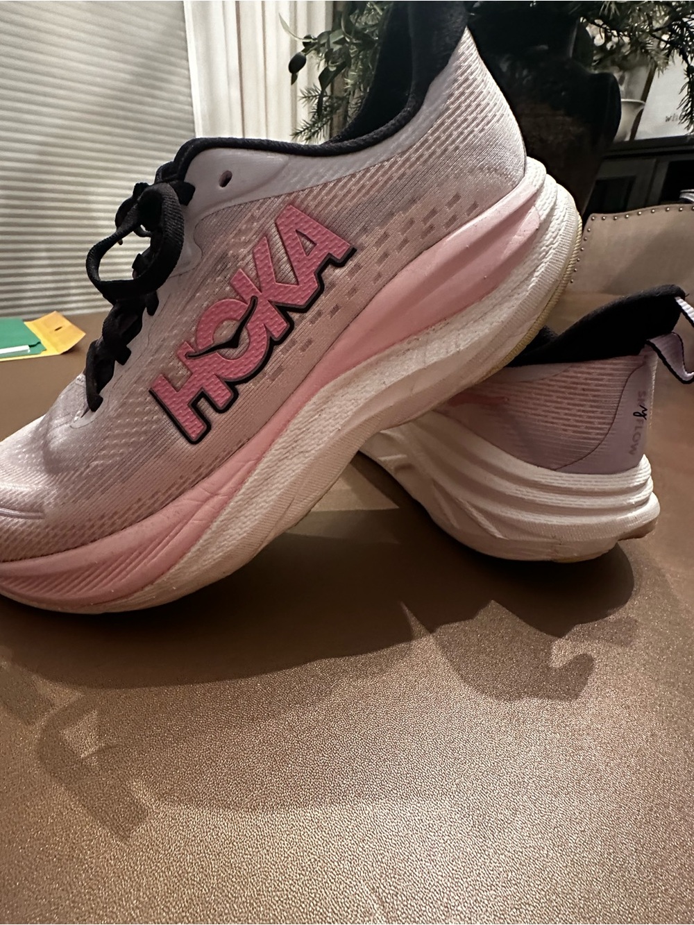 Hoka Women's Pink and Black Athletic Running Shoes 8.5